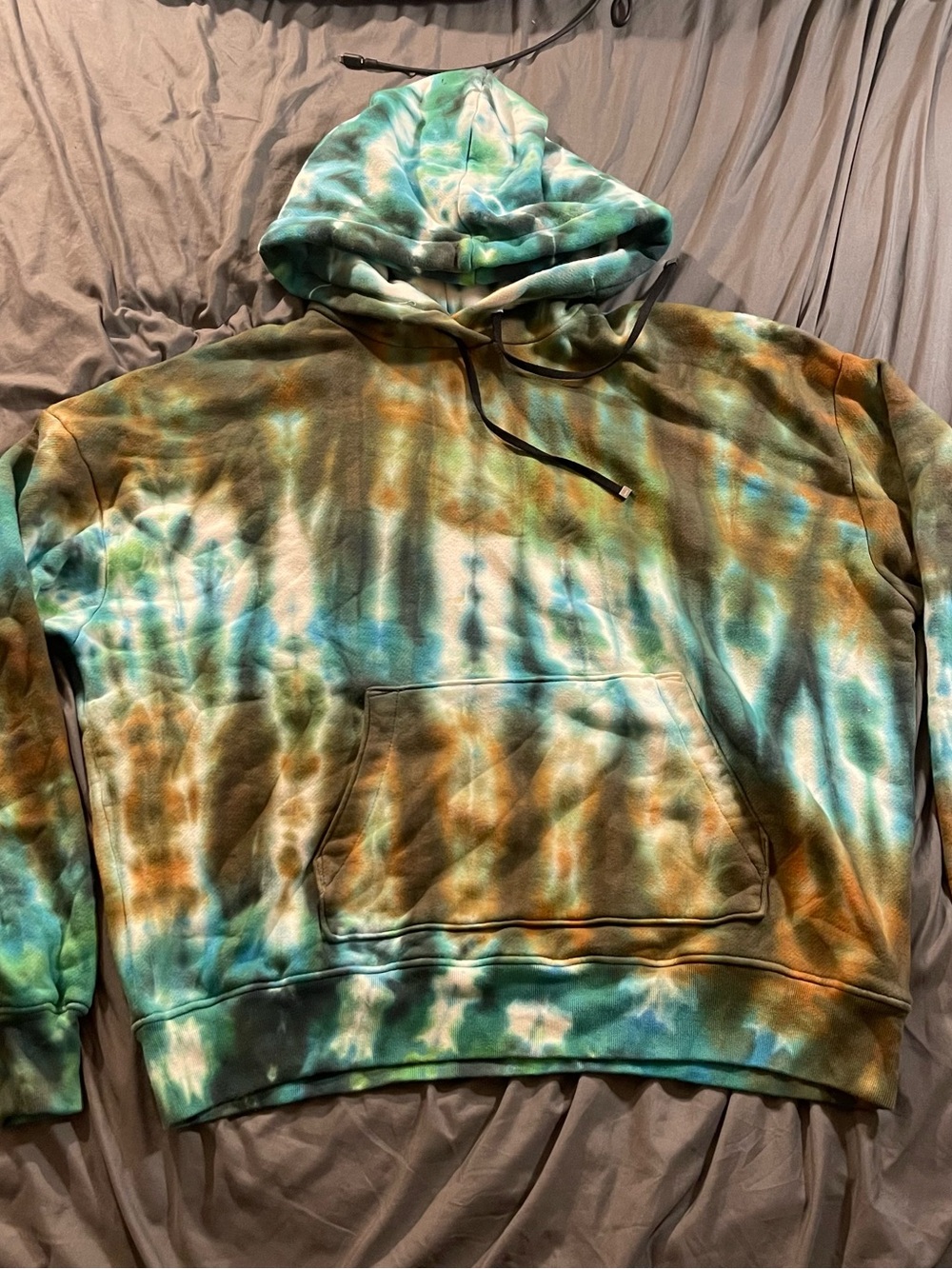 AMIRI Tie-Dye Hoodie in Teal, Brown & White